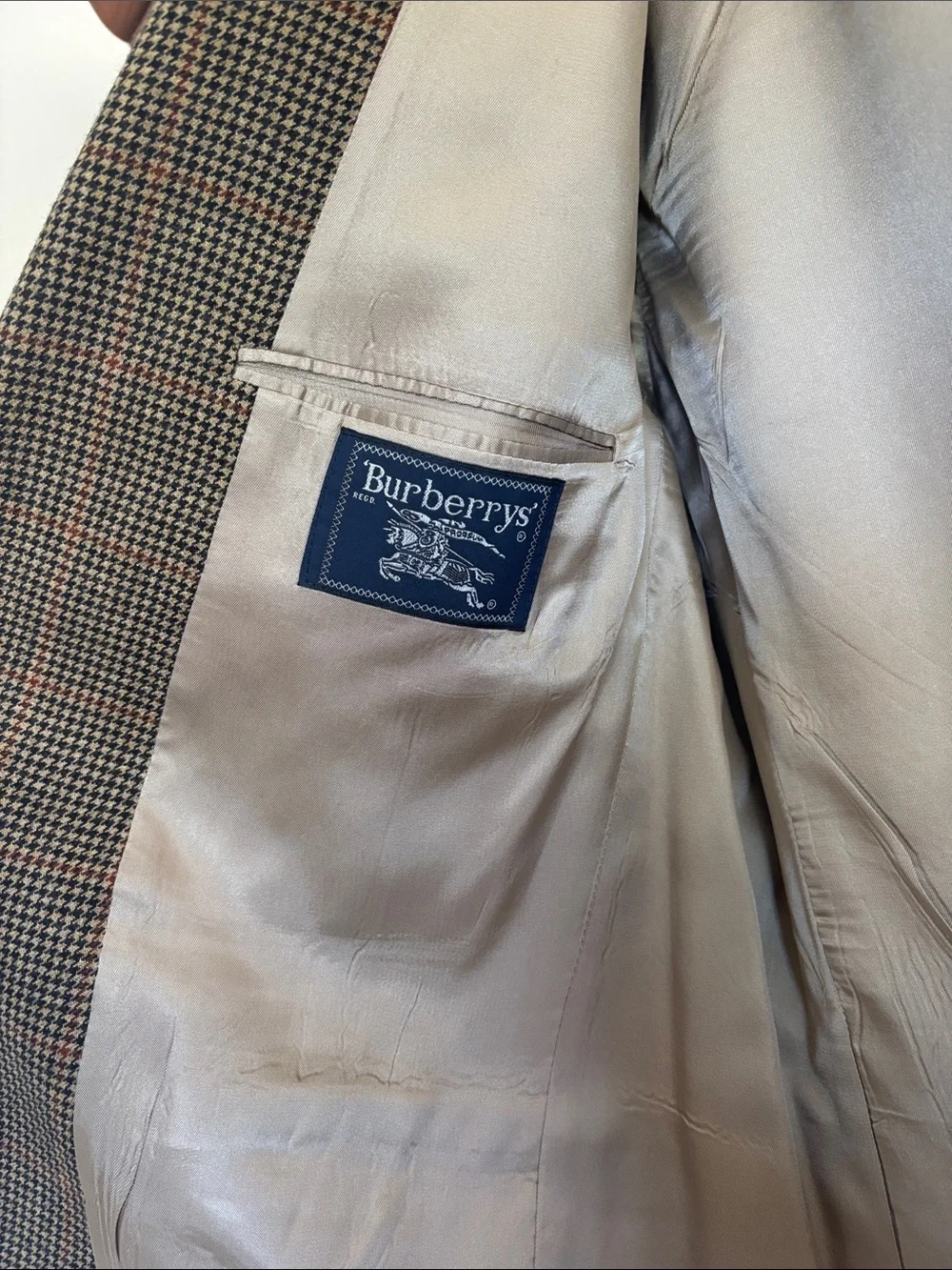 Burberry Classic Men's Houndstooth Blazer - Tan/Black